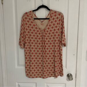 Olsen Eco Friendly Printed Stretchy V-Neck Shortsleeve Womens Size Large